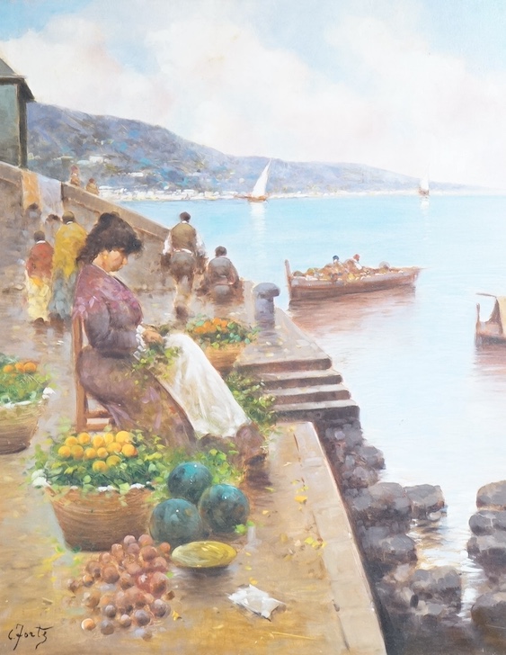 C. Forte, Italian oil on canvas, 'Naples in the morning', signed, 50 x 39cm, ornate gilt framed. Condition - good